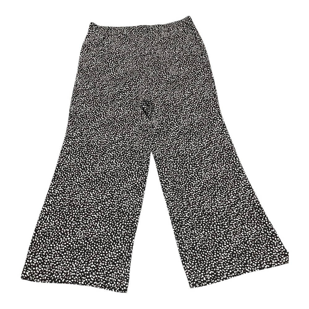 Loft Pull On Black And White Speckled Cropped Wide Leg Pant Size Large
